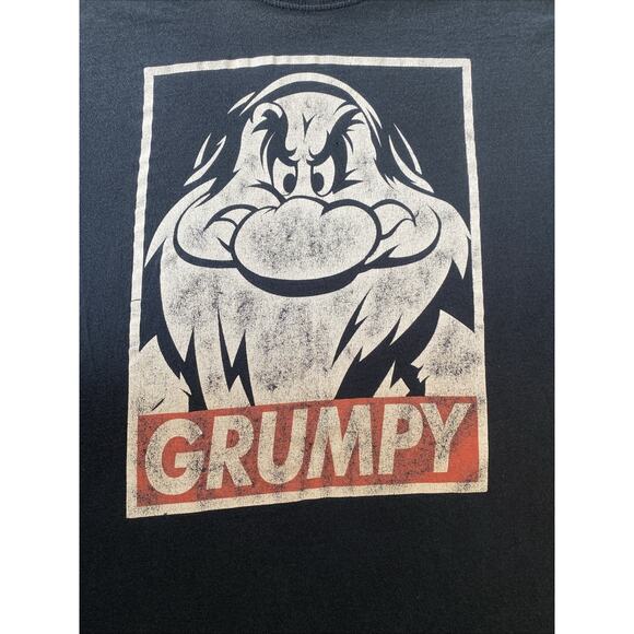 Vintage 90s Disney Grumpy Snow White Graphic T Shirt XXL Mens Tee Gray Black - Picture 7 of 8